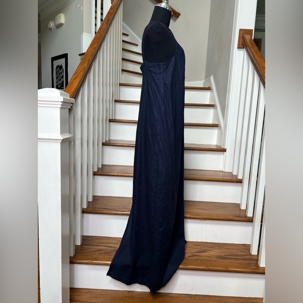Vintage Y2K American Eagle Navy Linen Maxi Slip Dress Size 8 - Picture 5 of 10